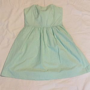 Lilly Pulitzer green seersucker strapless dress Size 10